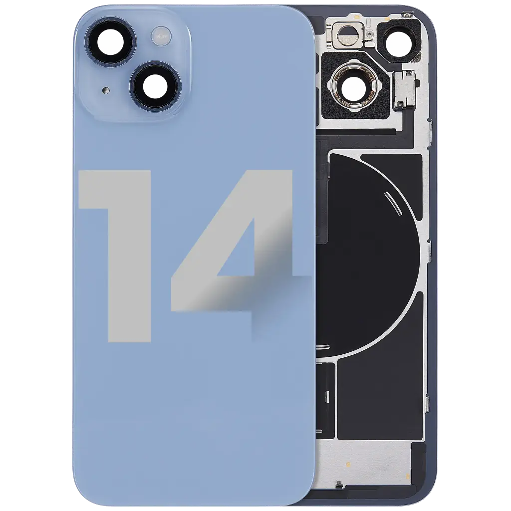 Back Glass With MagSafe Magnet / NFC / Flashlight Flex  For iPhone 14 (Used OEM Pull: Grade A) (Blue)