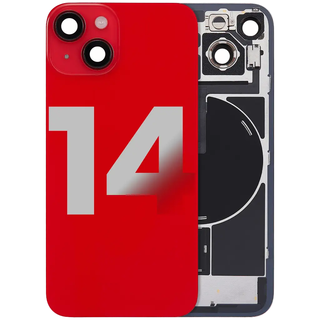 Back Glass With MagSafe Magnet / NFC / Flashlight Flex  For iPhone 14 (Used OEM Pull: Grade A) (Red)