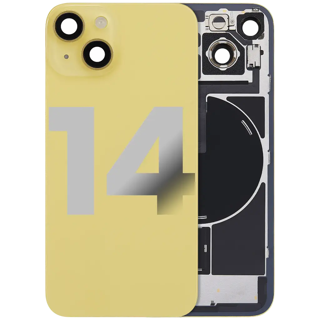Back Glass With MagSafe Magnet / NFC / Flashlight Flex  For iPhone 14 (Used OEM Pull: Grade A) (Yellow)