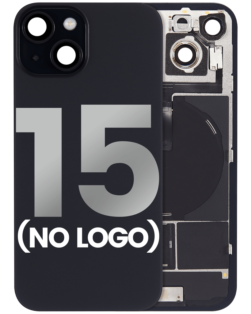 Back Glass With MagSafe Magnet / NFC / Flashlight Flex  For iPhone 15 (No Logo) (Black)
