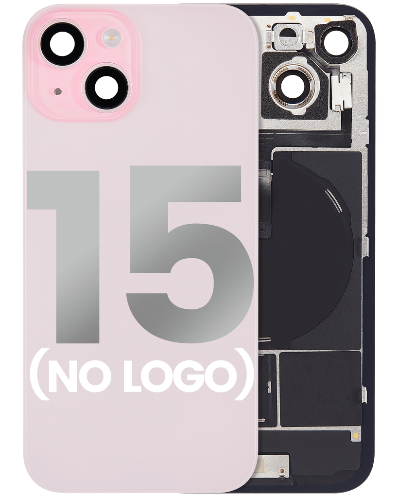 Back Glass With MagSafe Magnet / NFC / Flashlight Flex  For iPhone 15 (No Logo) (Pink)