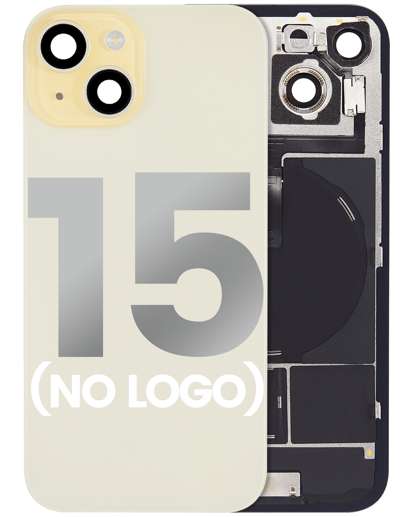 Back Glass With MagSafe Magnet / NFC / Flashlight Flex  For iPhone 15 (No Logo) (Yellow)