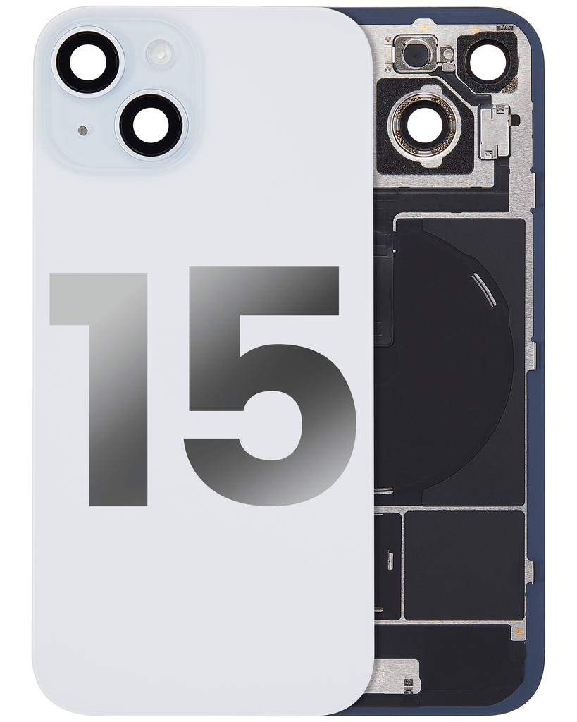 Back Glass With MagSafe Magnet / NFC / Flashlight Flex  For iPhone 15 (Used OEM Pull: Grade A) (Blue)