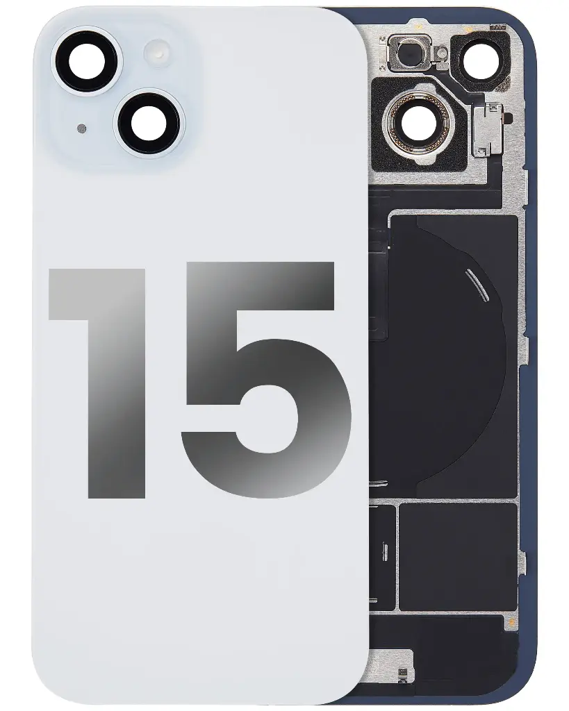 Back Glass With MagSafe Magnet / NFC / Flashlight Flex  For iPhone 15 (Used OEM Pull: Grade B) (Blue)