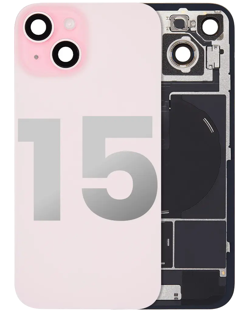 Back Glass With MagSafe Magnet / NFC / Flashlight Flex  For iPhone 15 (Used OEM Pull: Grade B) (Pink)