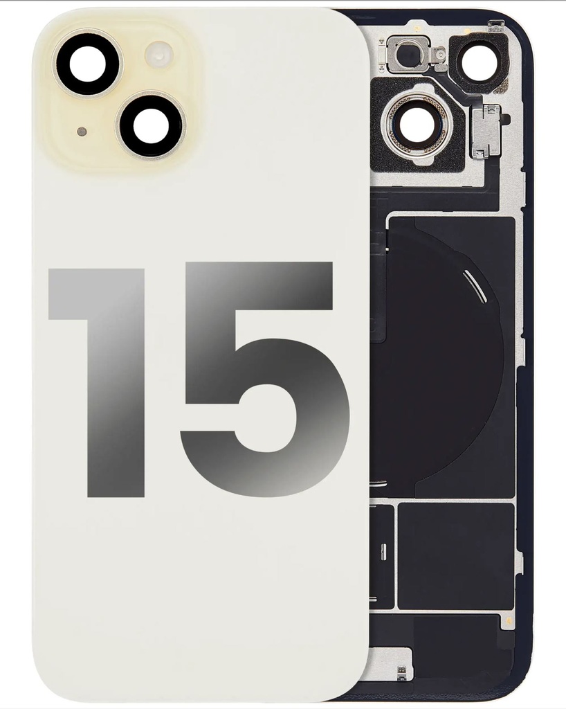 Back Glass With MagSafe Magnet / NFC / Flashlight Flex  For iPhone 15 (Used OEM Pull: Grade B) (Yellow)