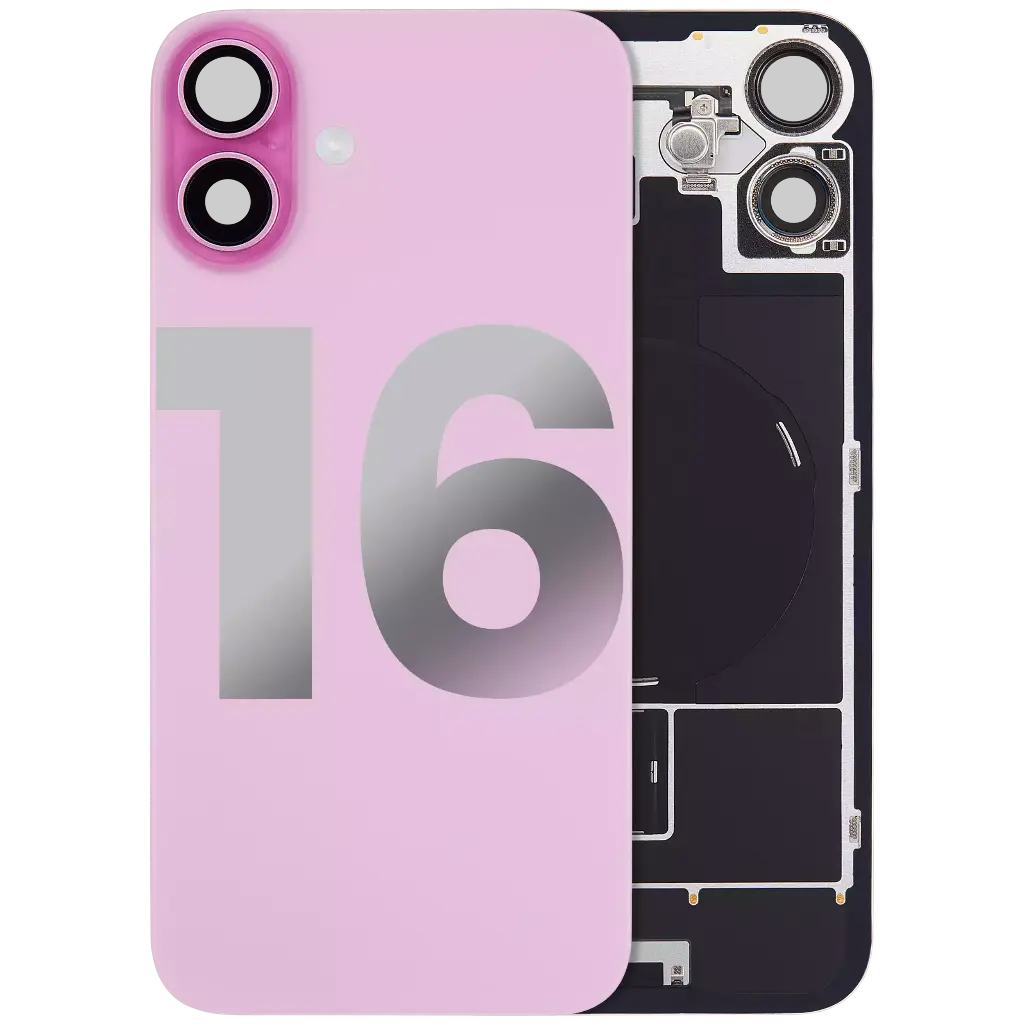 Back Glass With MagSafe Magnet / NFC / Flashlight Flex  For iPhone 16 (Used OEM Pull: Grade A) (Pink)