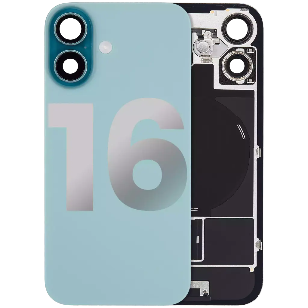 Back Glass With MagSafe Magnet / NFC / Flashlight Flex  For iPhone 16 (Used OEM Pull: Grade A) (Teal)