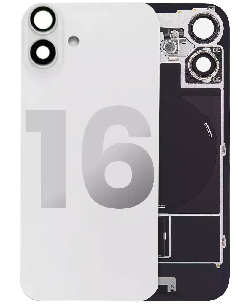 Back Glass With MagSafe Magnet / NFC / Flashlight Flex  For iPhone 16 (Used OEM Pull: Grade A) (White)