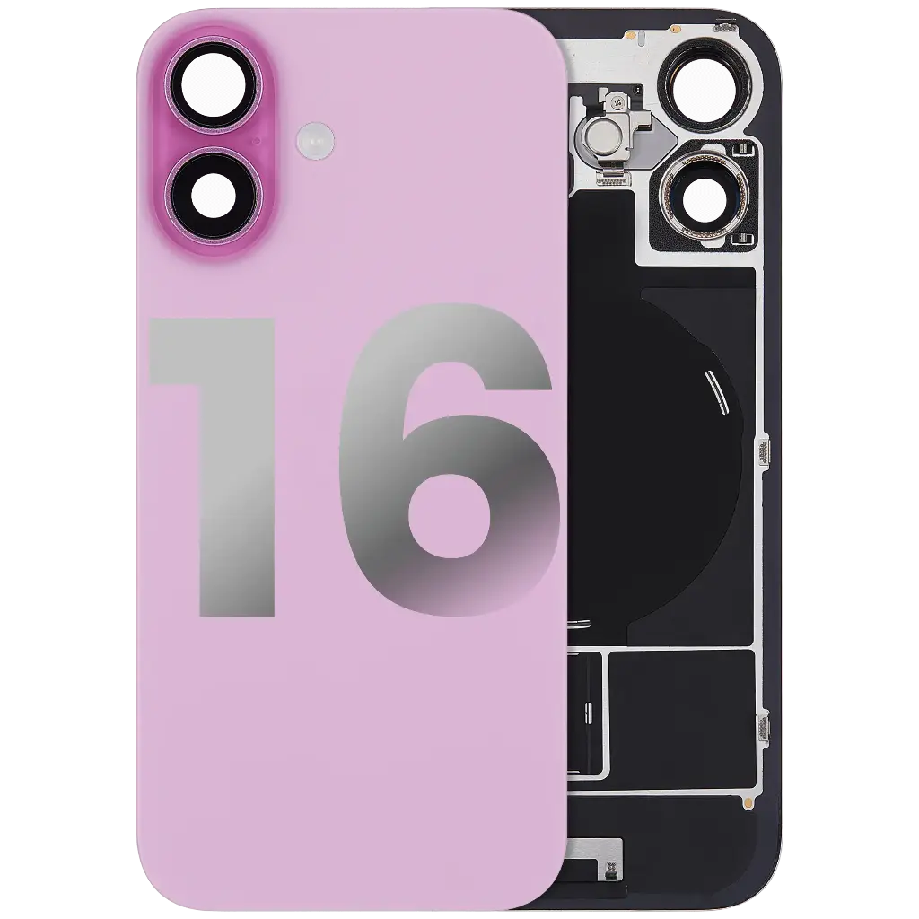 Back Glass With MagSafe Magnet / NFC / Flashlight Flex  For iPhone 16 (Used OEM Pull: Grade B) (Pink)