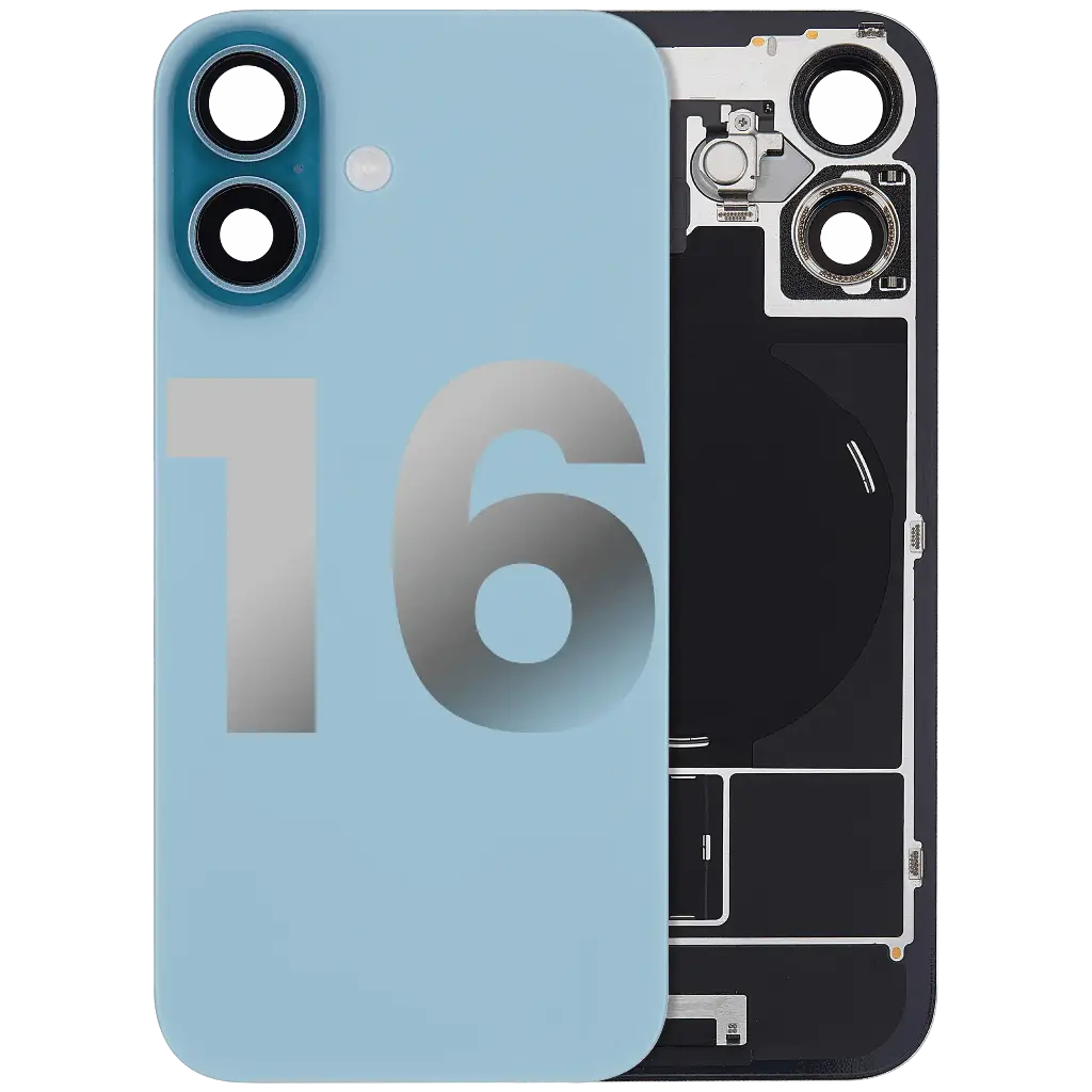 Back Glass With MagSafe Magnet / NFC / Flashlight Flex  For iPhone 16 (Used OEM Pull: Grade B) (Teal)