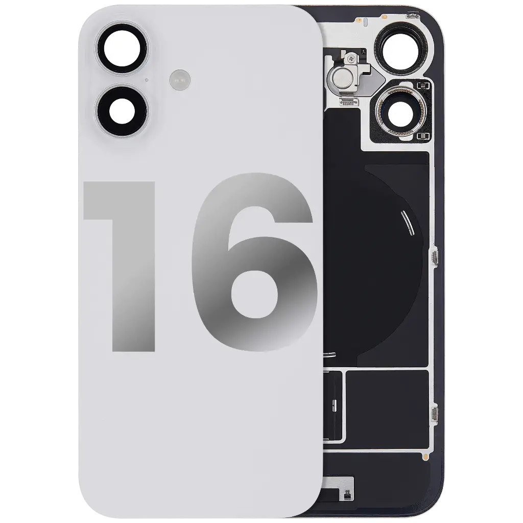 Back Glass With MagSafe Magnet / NFC / Flashlight Flex  For iPhone 16 (Used OEM Pull: Grade B) (White)