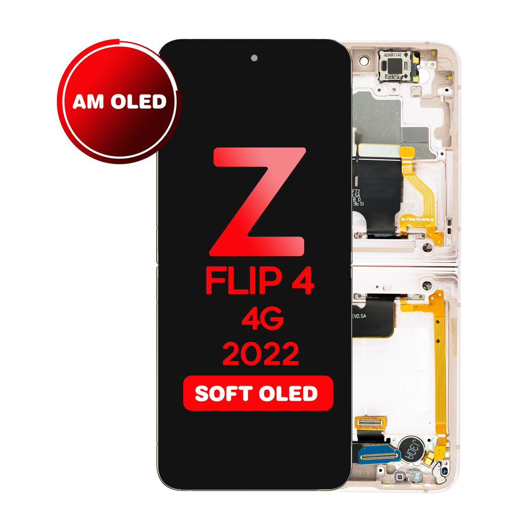 OLED Assembly (Inner) for Samsung Galaxy Z Flip 4 5G (F721) With Frame - Pink Gold (Aftermarket - OLED)