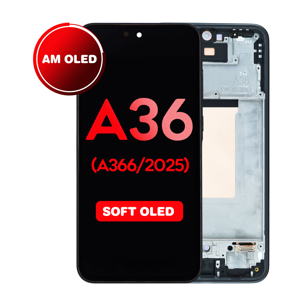 OLED Assembly with Frame For Samsung Galaxy A36 (A366/2025) - Black (Aftermarket - OLED)