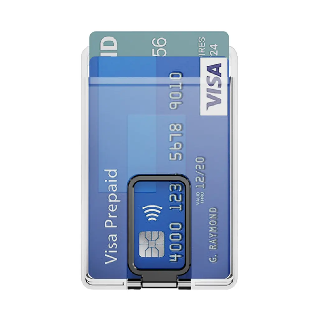Magnetic Clear Card Holder with Stand - Metallic Black