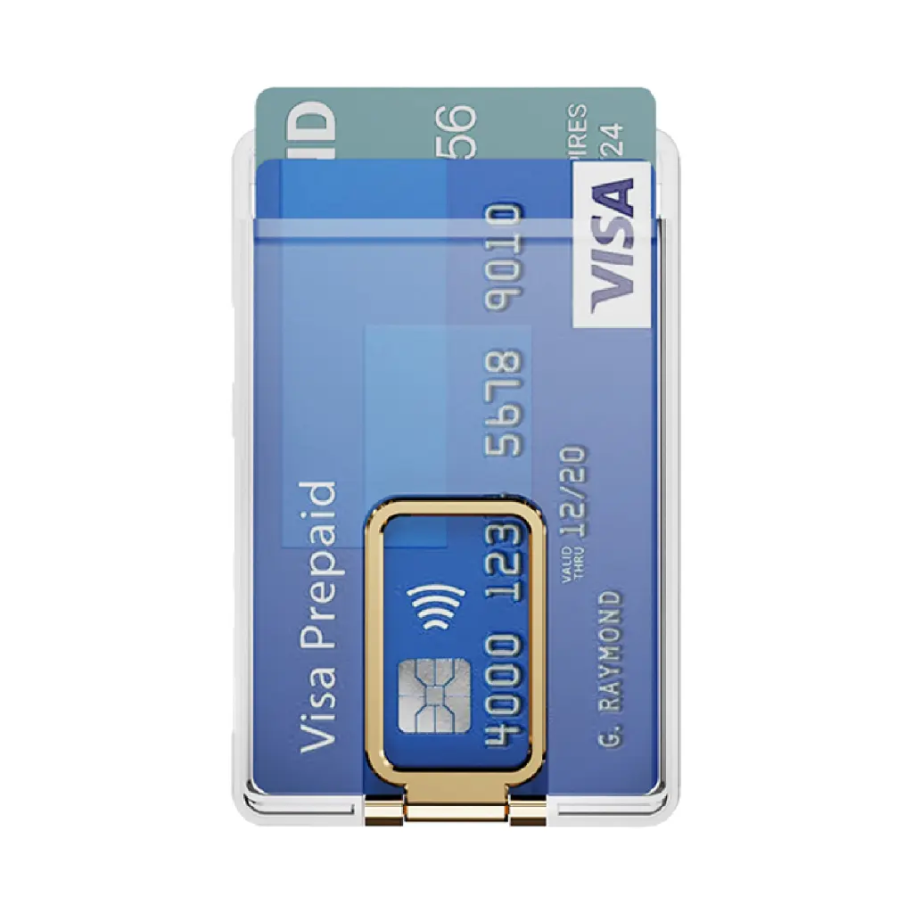 Magnetic Clear Card Holder with Stand - Metallic Gold