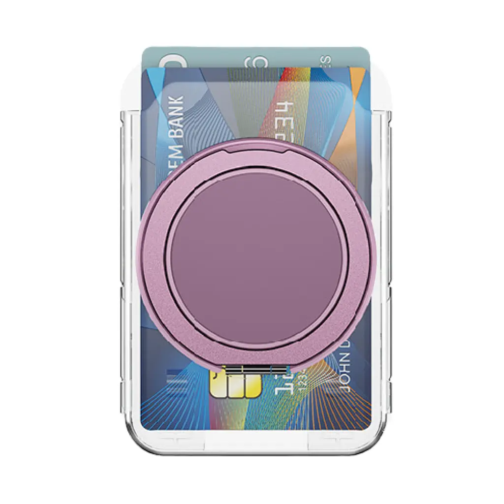 Magnetic Clear Card Holder with Rotating Stand - Pink