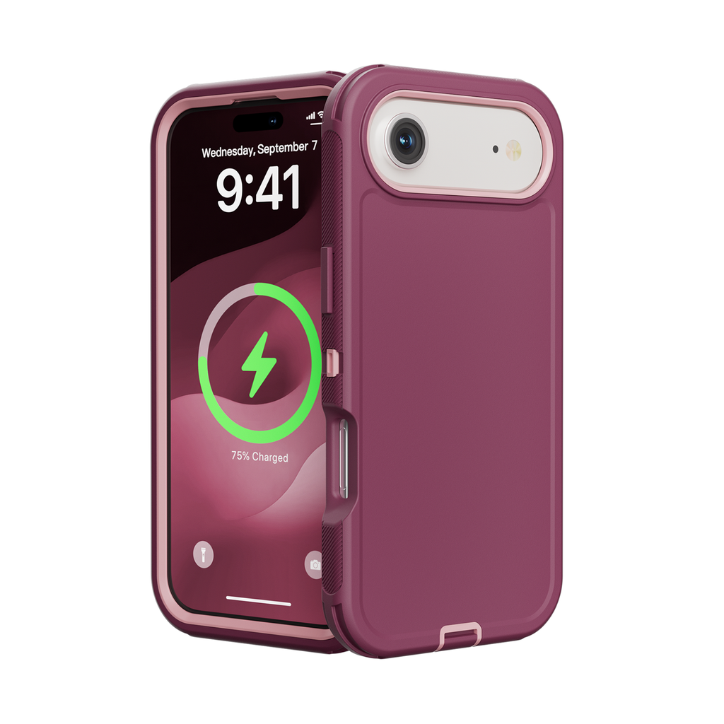 DualPro Protector Case for iPhone Air - Burgundy & Light Pink