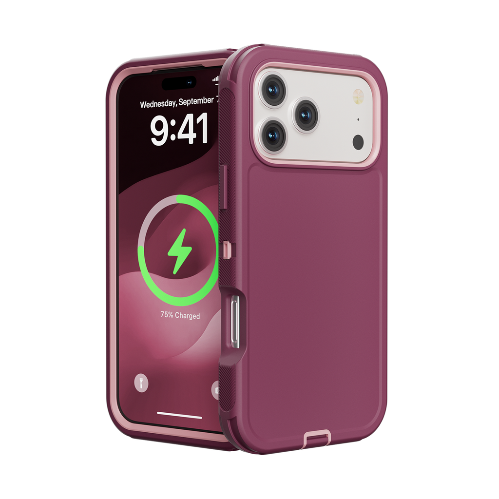 DualPro Protector Case for iPhone 17 Pro - Burgundy & Light Pink