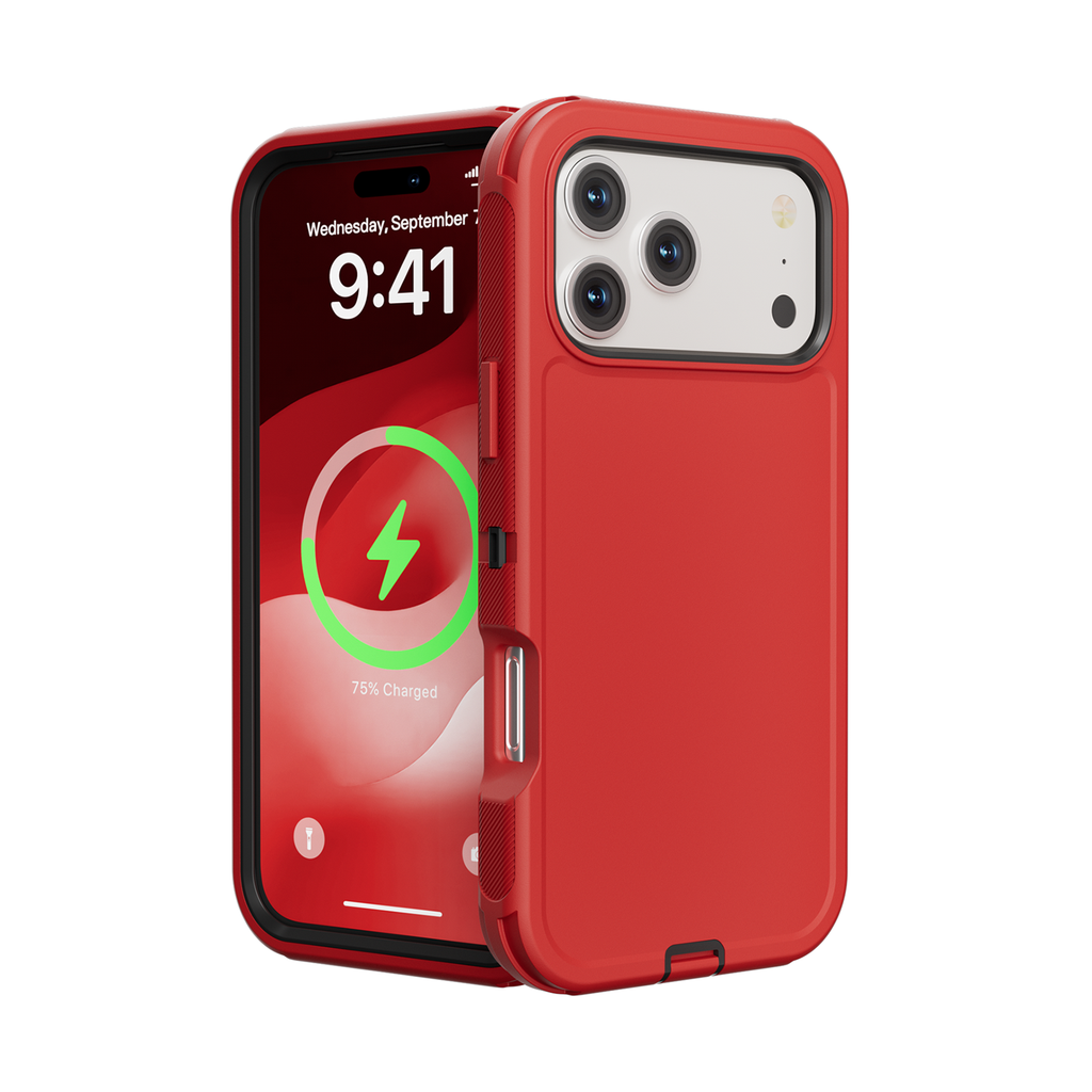 DualPro Protector Case for iPhone 17 Pro - Red & Black
