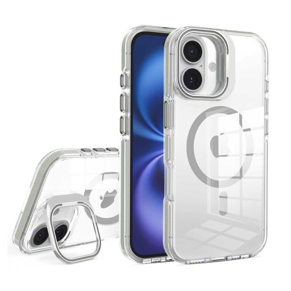 Crystal Camera Stand Case with Magsafe for  iPhone 17 - Gray