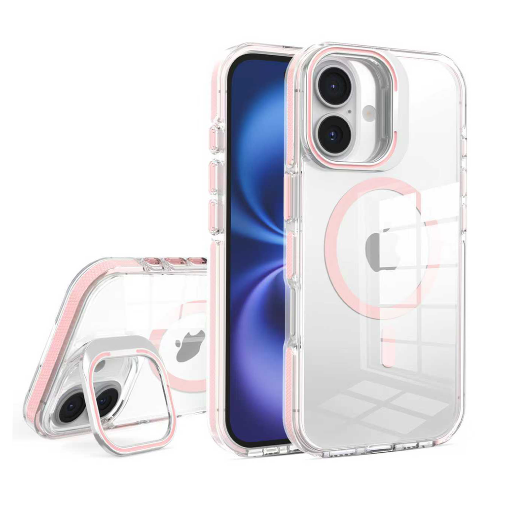 Crystal Camera Stand Case with Magsafe for  iPhone 17 - Pink