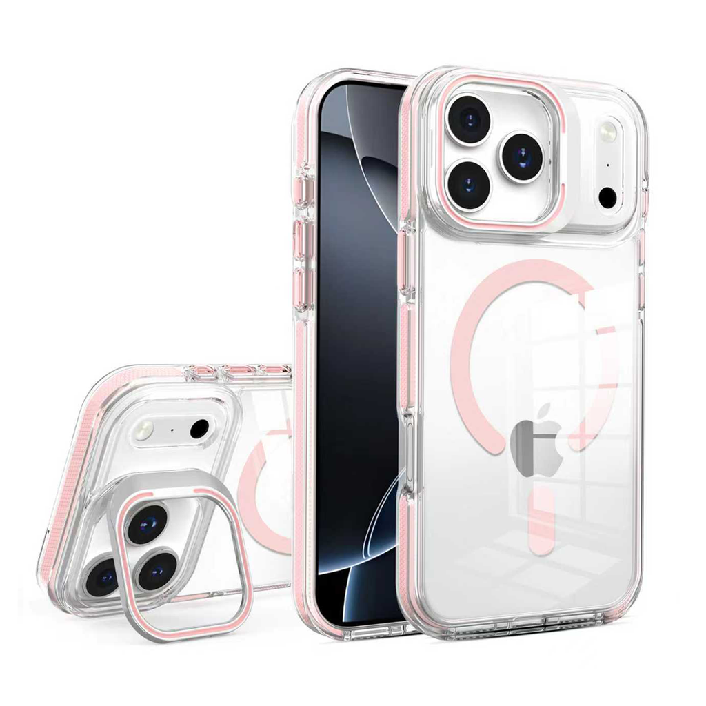 Crystal Camera Stand Case with Magsafe for  iPhone 17 Pro - Pink