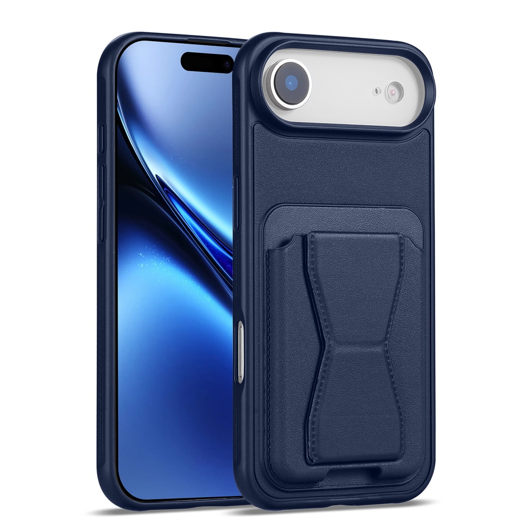 Magnetic Leather Card Case with Stand for iPhone Air - Dark Blue
