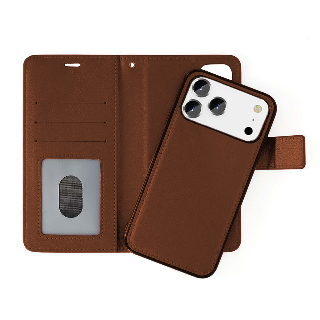 Classic Magnet Wallet Case for iPhone 17 Pro - Brown