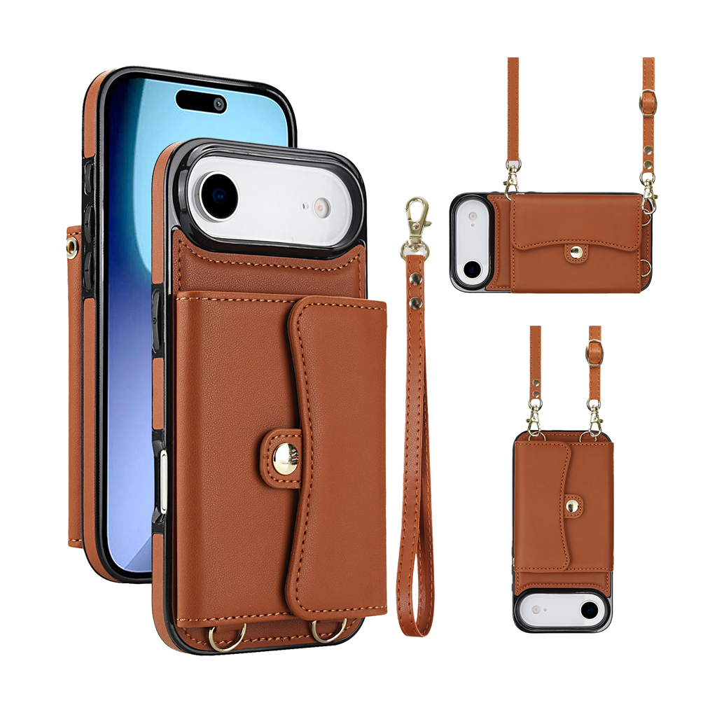 8 Card Case with Cross Body Strap for iPhone Air - Brown