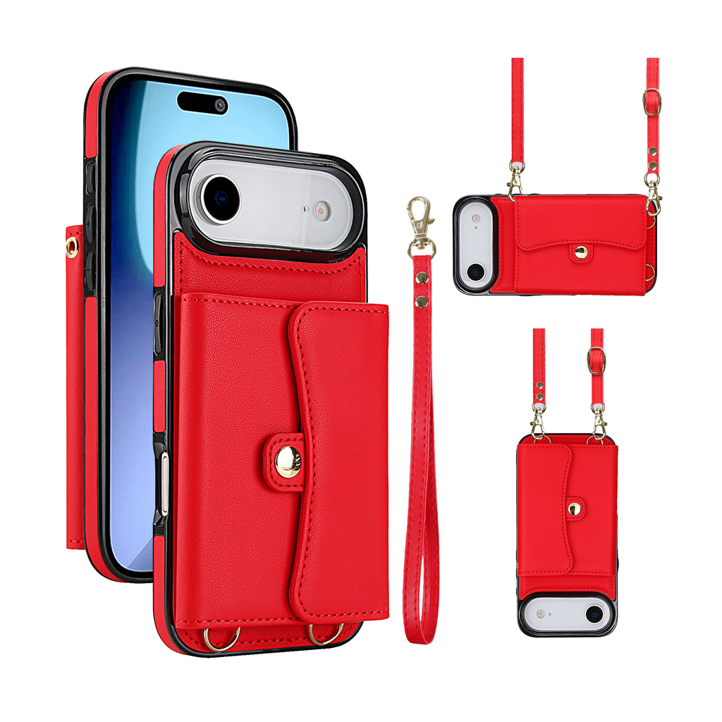 8 Card Case with Cross Body Strap for iPhone Air - Red