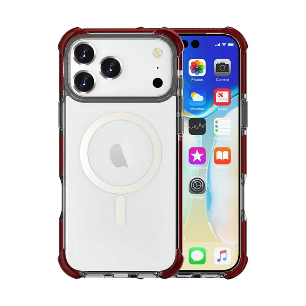 Hard Elastic Clear Case with Magsafe for iPhone Air - Black & Red Edge
