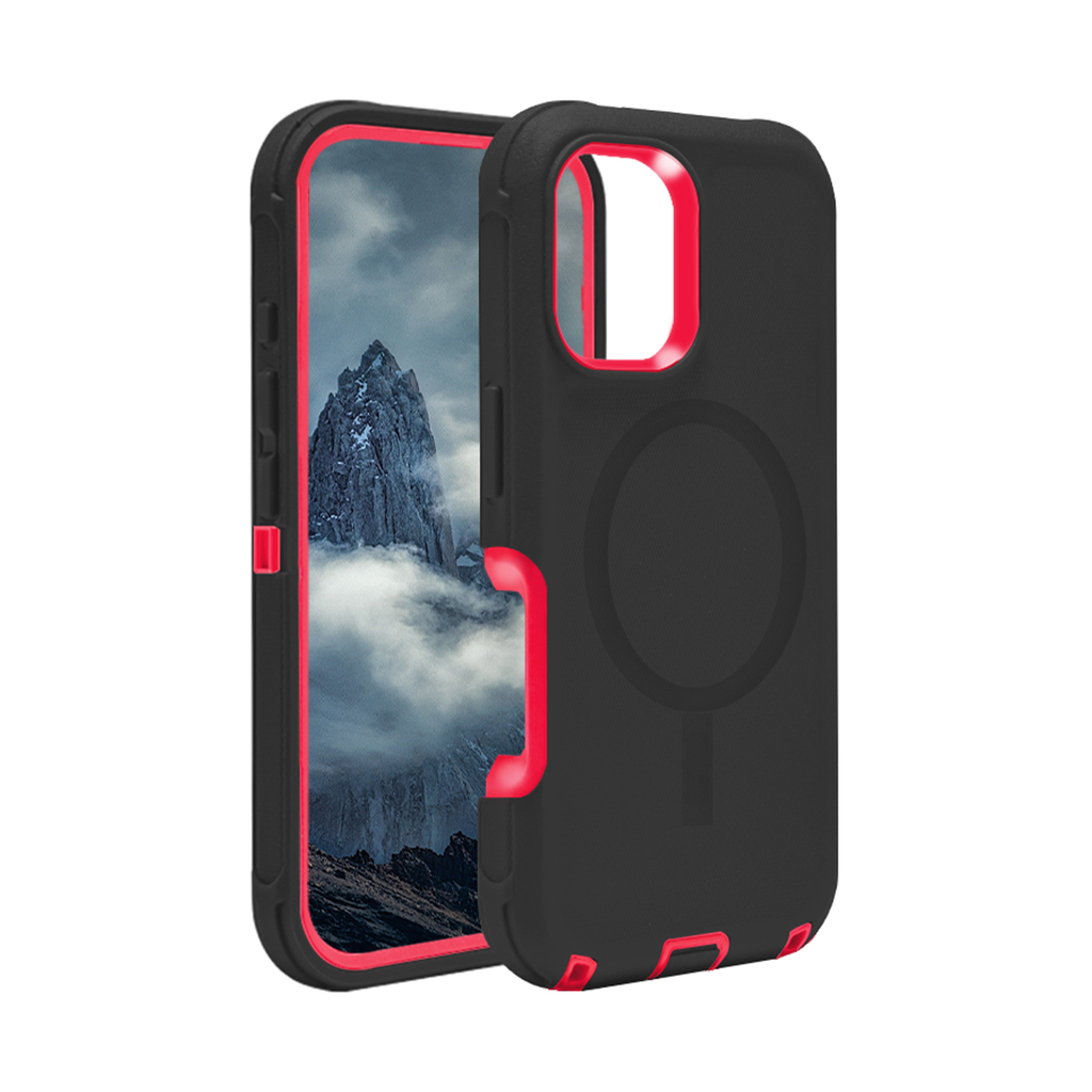  DualPro Protector Case with Magsafe for iPhone 16 - Black  & Red