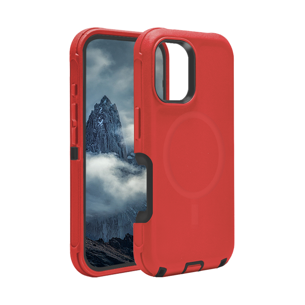  DualPro Protector Case with Magsafe for iPhone 16 Pro Max - Red & Black