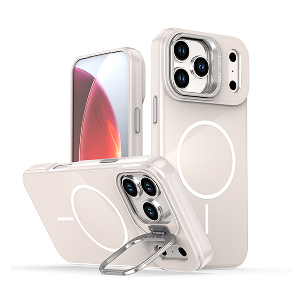 Pastel Hard Stand Case for iPhone 17 Pro Max - White