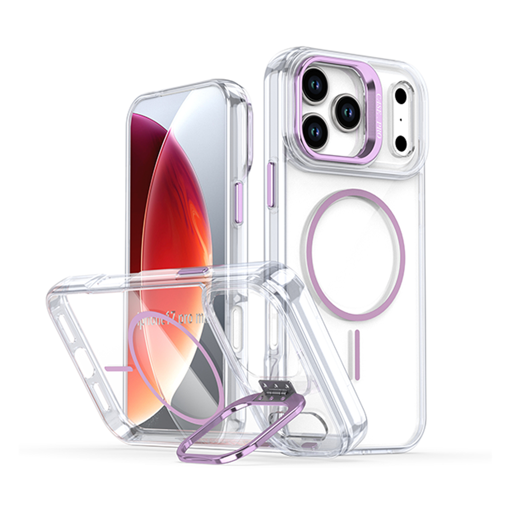 Luxury Clear Camera Stand Case with Magsafe for iPhone Air - Purple