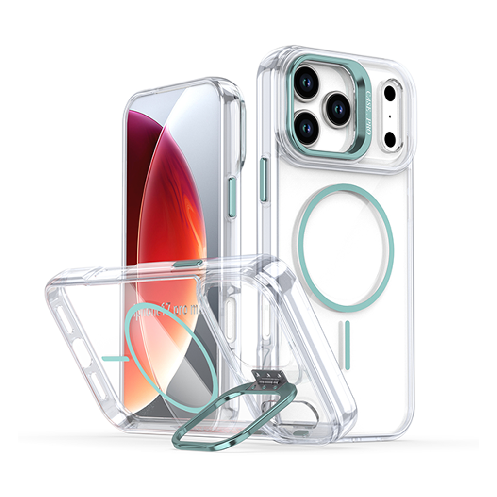 Luxury Clear Camera Stand Case with Magsafe for iPhone 17 Pro - Blue