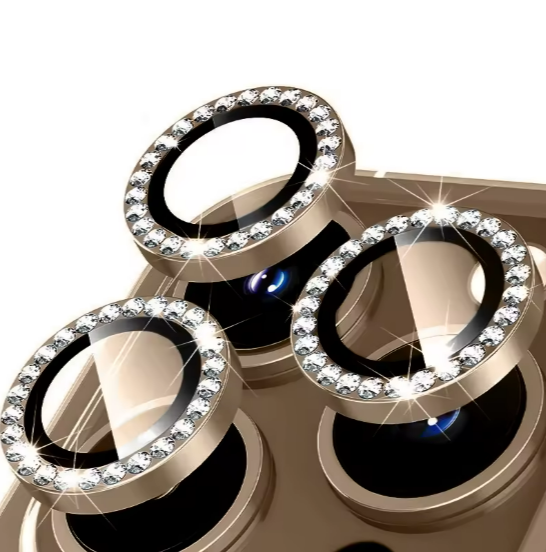 Diamond Camera Lens w/HD Tempered Glass for iPhone 17 (Gold) (1 Pc)