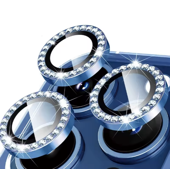 Diamond Camera Lens w/HD Tempered Glass for iPhone 17 (Dark Blue) (1 Pc)