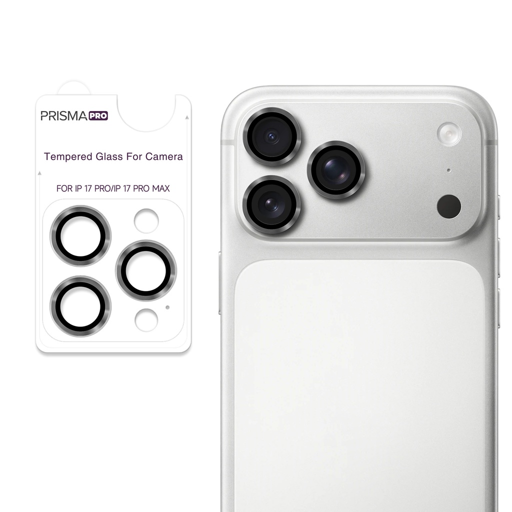 [PP-I17PM-RCL-GY] Prisma Pro Shield - Ring Camera Lens w/HD Tempered Glass for iPhone 17 Pro / 17 Pro Max (Titanium Gray)