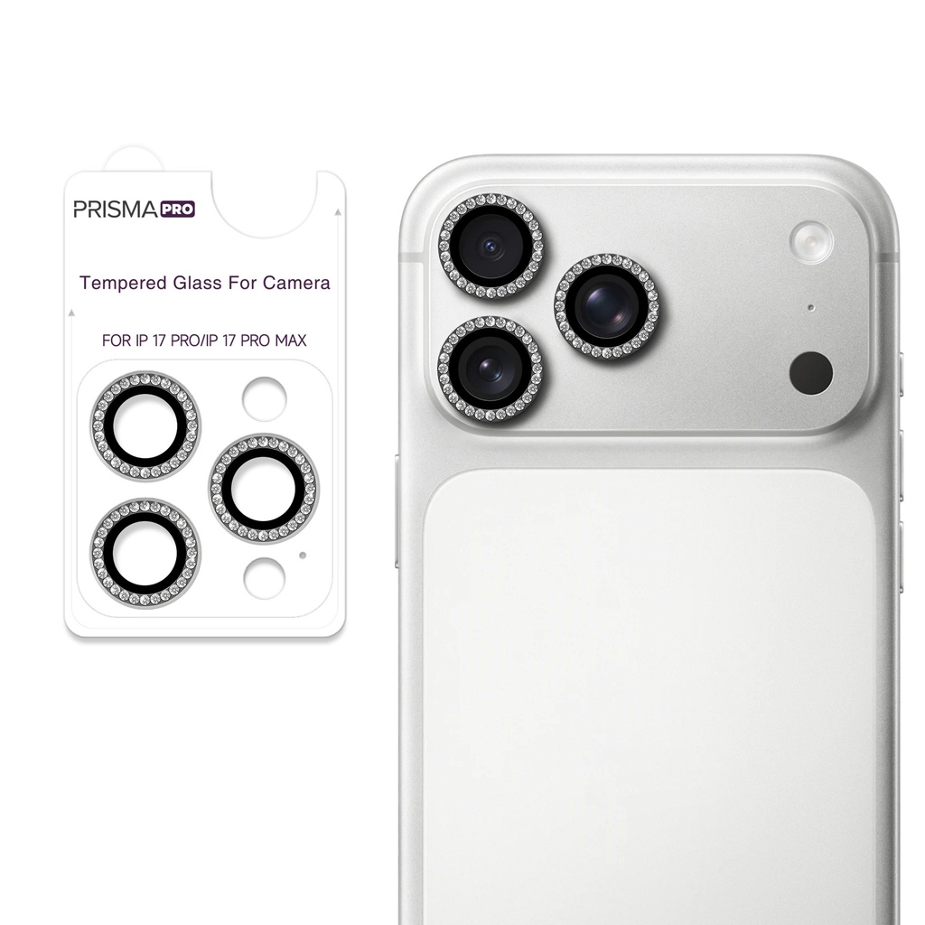 Prisma Pro Shield - Diamond Camera Lens w/HD Tempered Glass for iPhone 17 Pro / 17 Pro Max (Black)