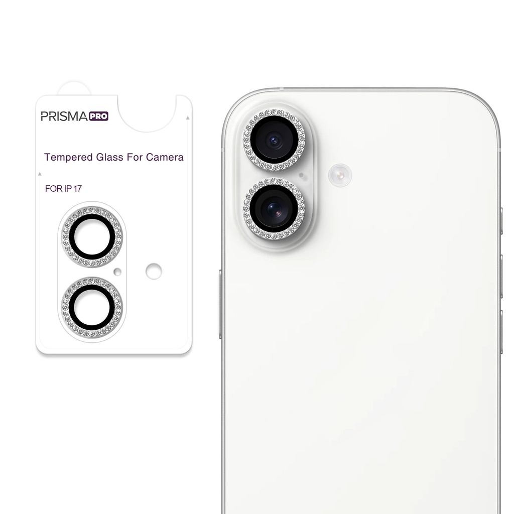 Prisma Pro Shield - Diamond Camera Lens w/HD Tempered Glass for iPhone 17 (Silver)