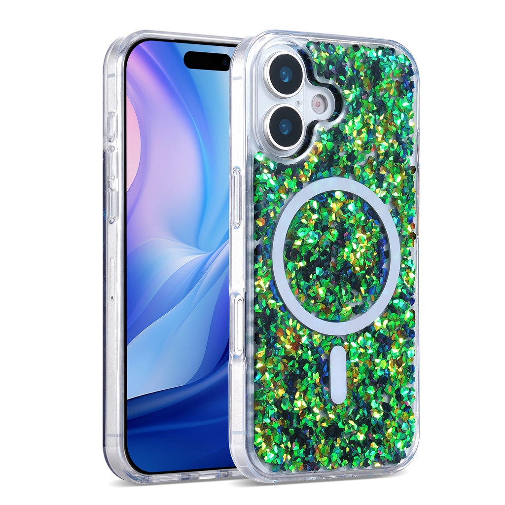 Magsafe Glitter Case for iPhone 17 - Green