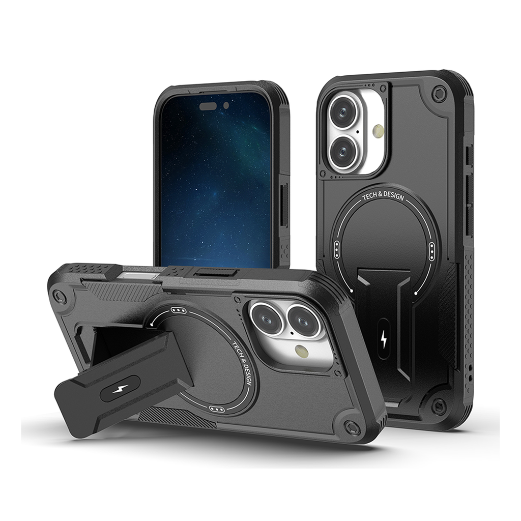 Shockproof Stand Case with Magsafe for iPhone 17 - Black