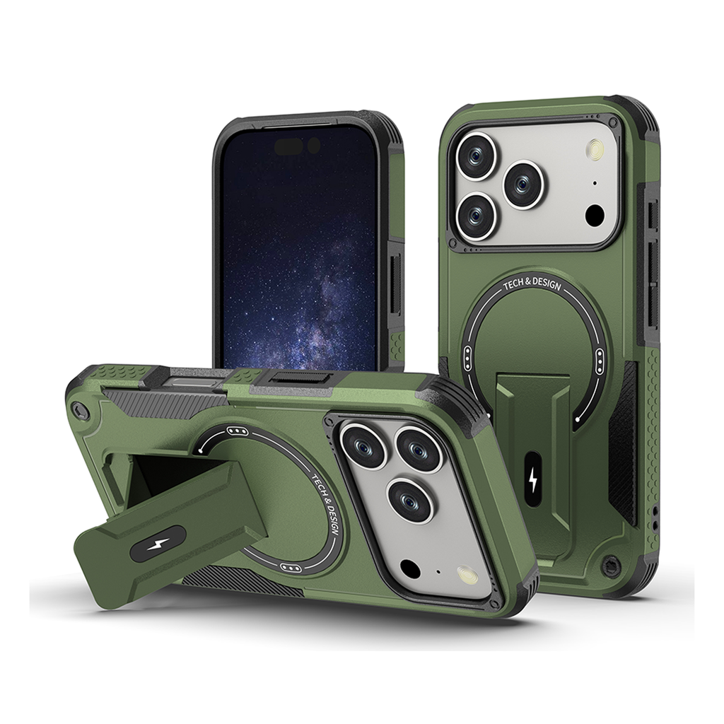 Shockproof Stand Case with Magsafe for iPhone 17 Pro - Army Green