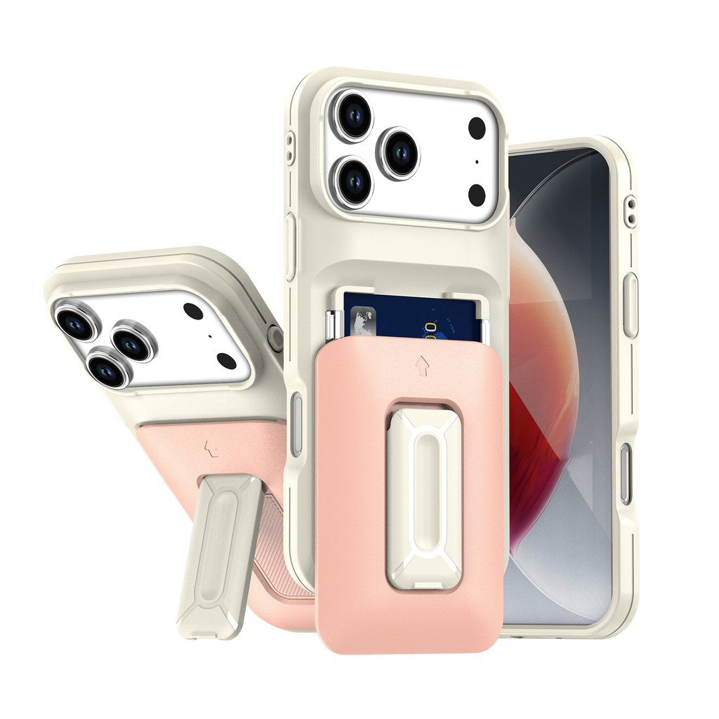 Card Holder Case for iPhone Air - White & Pink