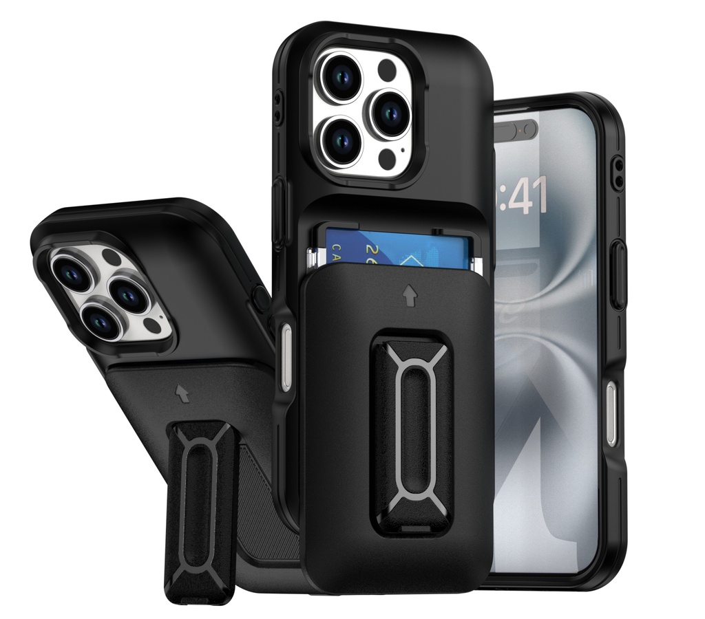 Card Holder Case for iPhone 16 Pro - Black