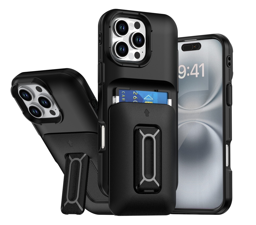 Card Holder Case for iPhone 16 Pro Max - Black
