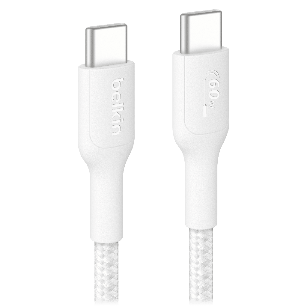 Belkin - Usb C To Usb C 60w Cable Pcr 2.0 Braided Cable 2m - White