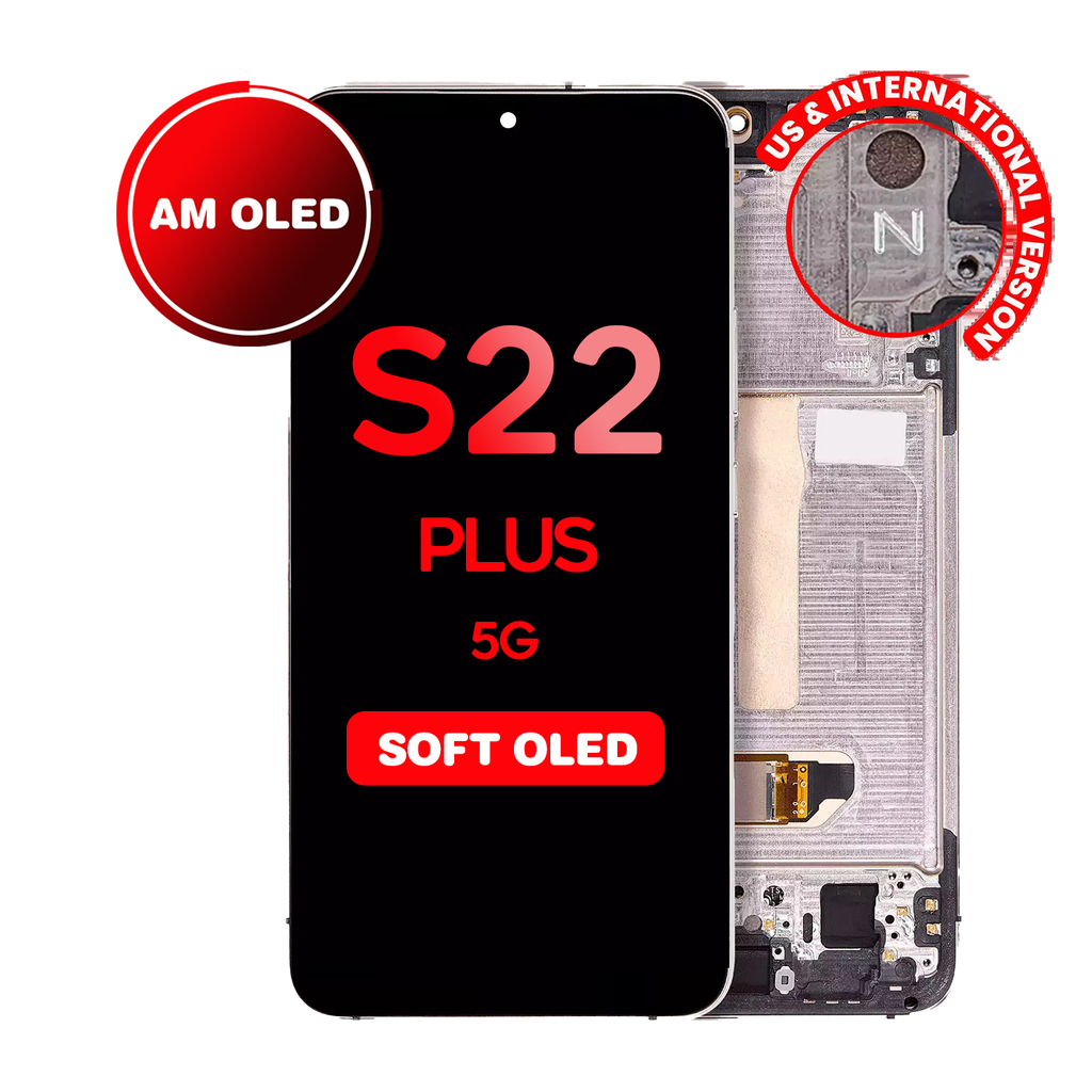OLED Assembly for Samsung Galaxy S22 Plus (S906) with Frame  (US & International Version) (Aftermarket - OLED) (Pink Gold / Violet)